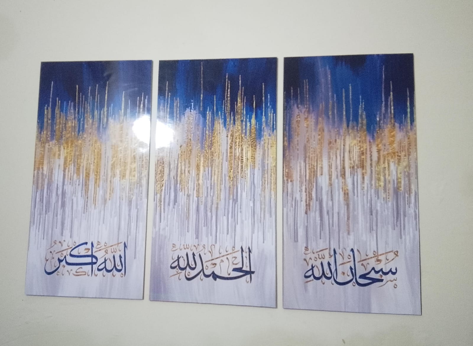 3 Pcs Wooden Sticky Tile Wall Frame Set 8x16 Inch Decorative Wall Art Panels - Image 2