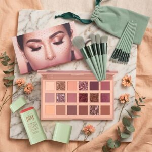 3-in-1 Makeup Combo Set – Blush Stick + 18 Color Eyeshadow Palette + 13 PCS Makeup Brushes Kit