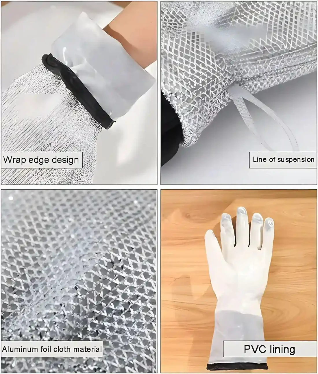 Multipurpose Wire Dishwashing Gloves | Dishwashing Rags for Wet and Dry, Steel Wire Miracle Cleaning Cloth with Glove Shape, Non-Scratch Wire Dish Cloths for Washing Dishes, Kitchen | Anti-heat aluminium gloves - Image 2