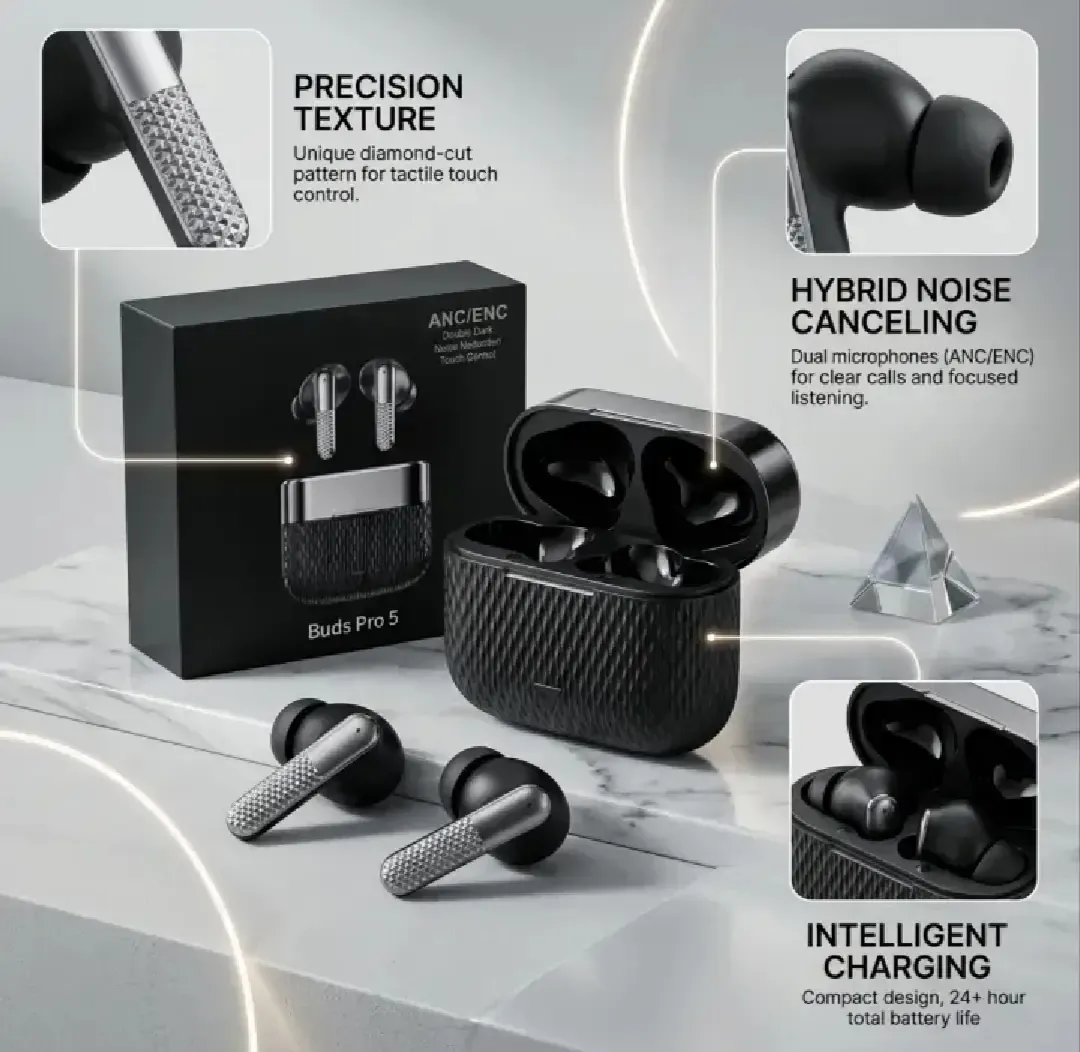 Buds Pro 5 High Quality Earbuds - Audio Device Designed For Sound Playback And Daily Listening Routine - Image 4