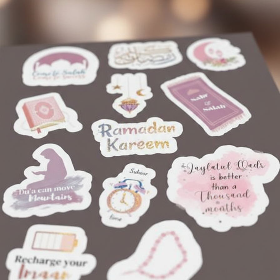 Ramadan Mubarak Sticker Pack – 12 Uncut Decorative Stickers - Image 4