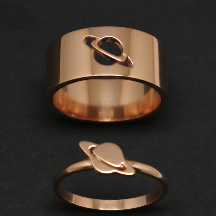Planet Saturn Promise Couple Rings With Elegant Design And Symbolic Meaning For Special Bond Adjustable Size - Image 3