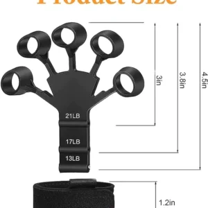 Adjustable Finger Strengthener Hand Grip Trainer – 13LB to 21LB Resistance, Finger Exerciser for Guitar, Fitness & Rehab