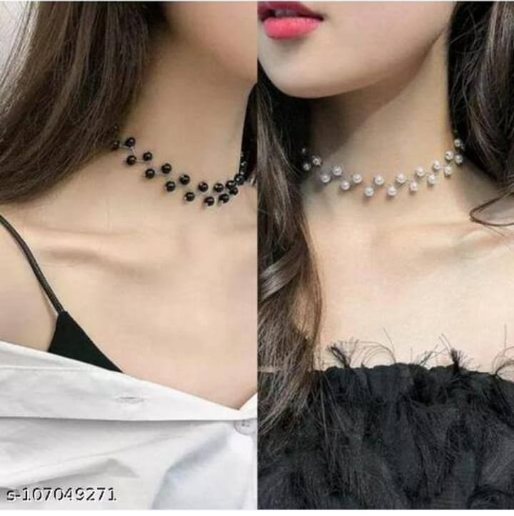 Zig Zag Black Choker With Earrings for girls - Image 5