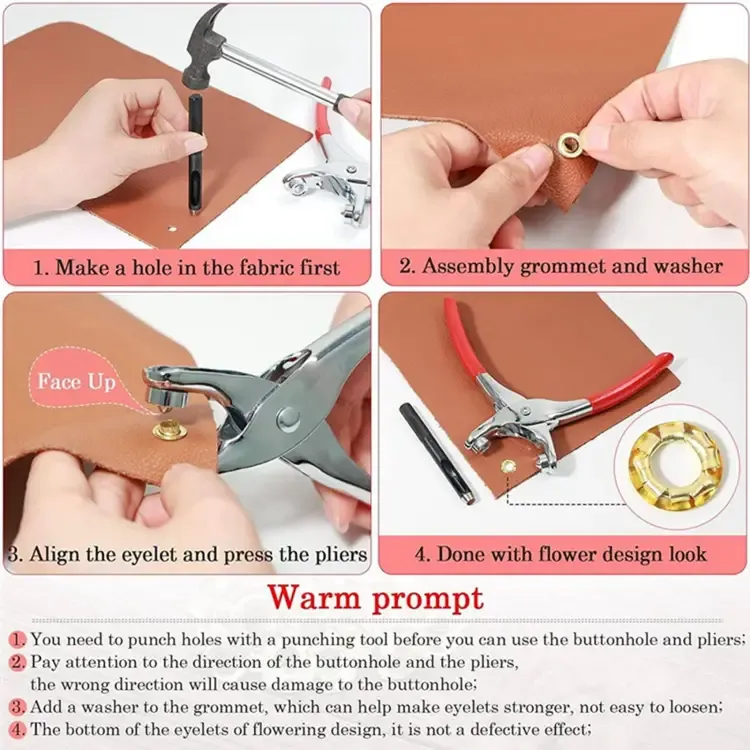 Hand Press Button Plier – Heavy Duty Metal Body with 50 Snap Buttons | Manual Fastener Tool for Tailoring - With Lock - Image 2