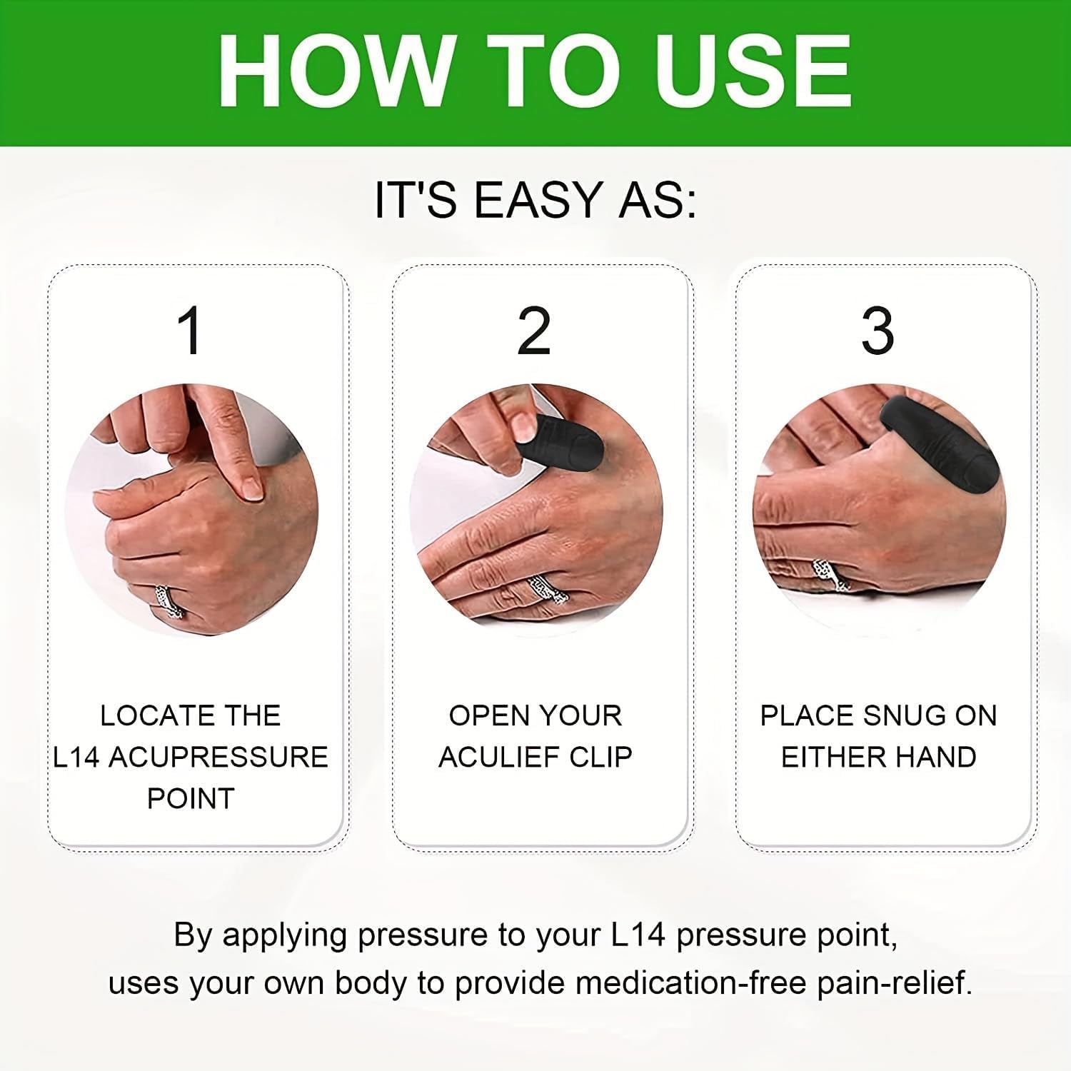 Sugar Control LI4 Acupressure Point Clip Wearable – Supporting Acupressure Relaxation, Stress Alleviation, Tension Relief and Headache Relief Hand Clip Migraine Pressure Point Clip - Image 5