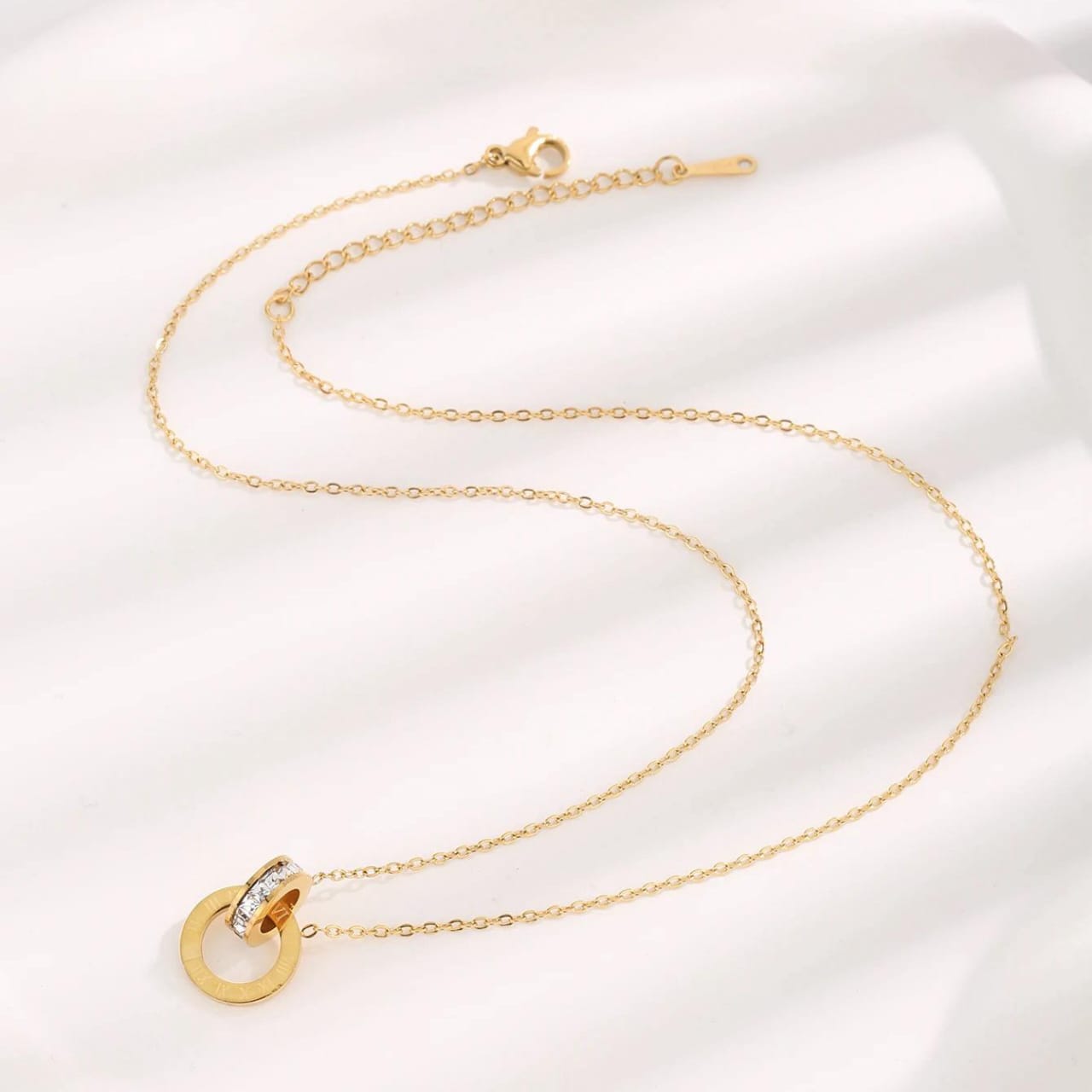 QCT-175 Roman Circle Stainless Steel Necklace – Elegant Jewellery, Stylish Accessory for Women - Image 2