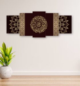 5pcs Islamic Set Wooden Material Decorative Pieces Elegant Design For Home And Office Display