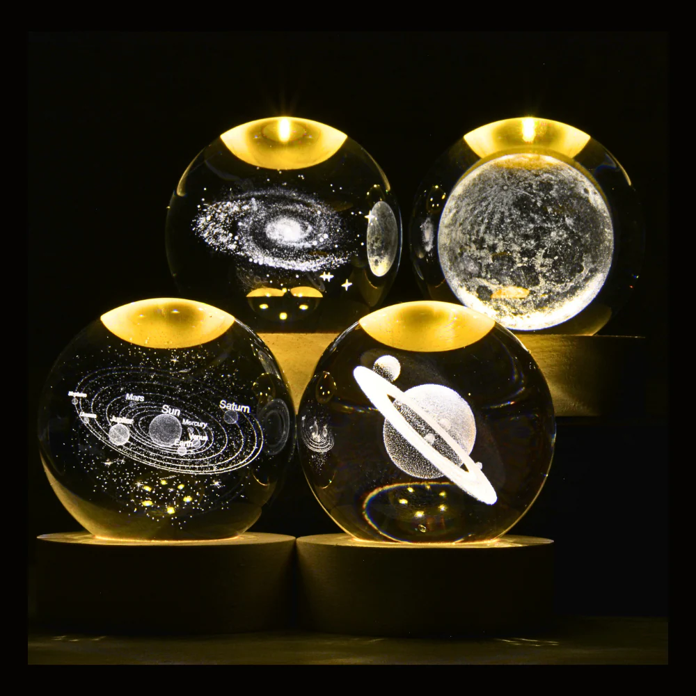 1 Pc USB LED Galaxy Crystal Ball Lamp | 3D Planet Moon Night Light | Bedroom & Party Home Decor | Kids Birthday Gift - Image 2