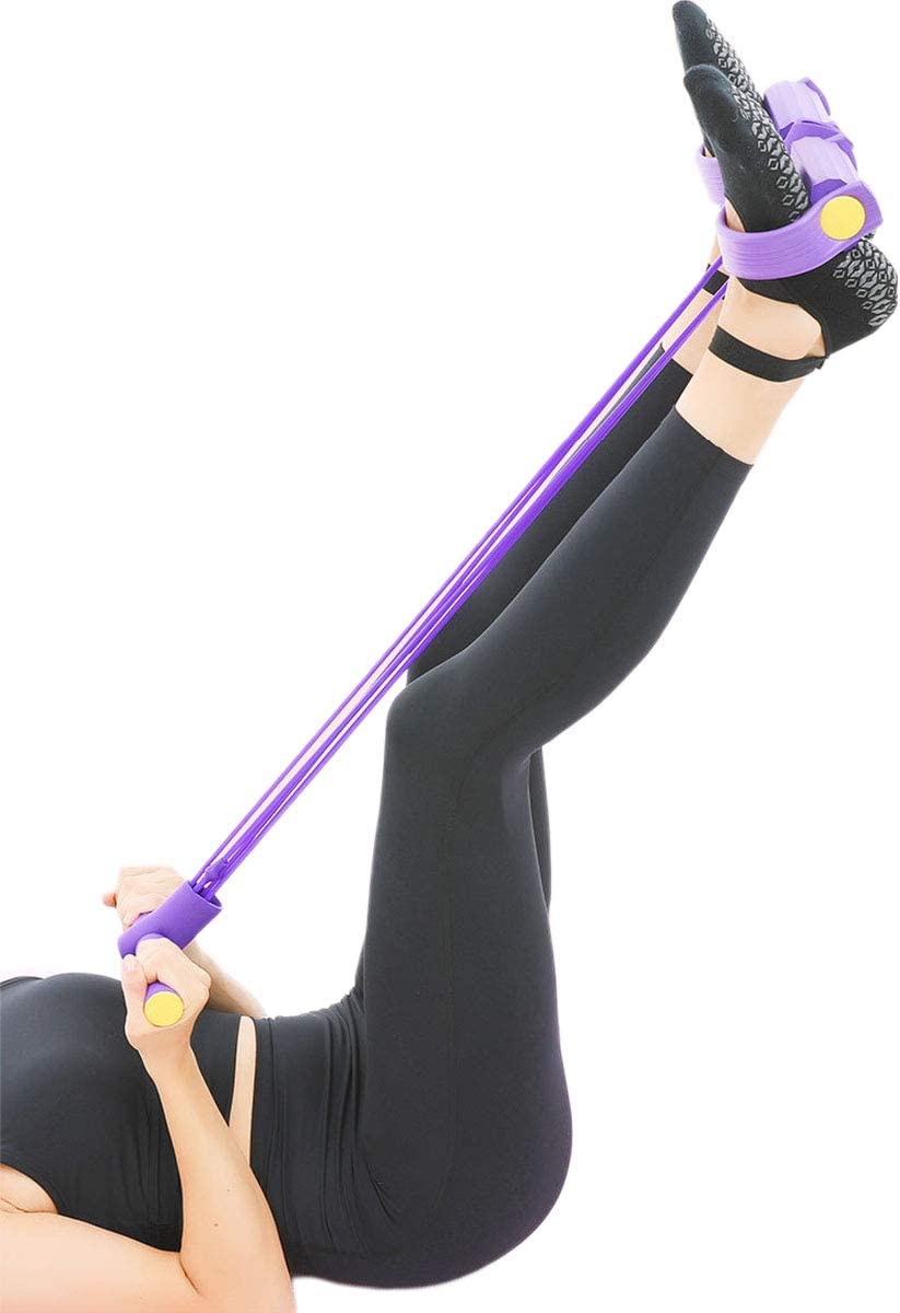 Foot Pedal Resistance Band Elastic Sit-Up Pull Rope Yoga Fitness Gym - Elastic Pull Ropes Tummy Trimmer (Random Colors) - Image 2