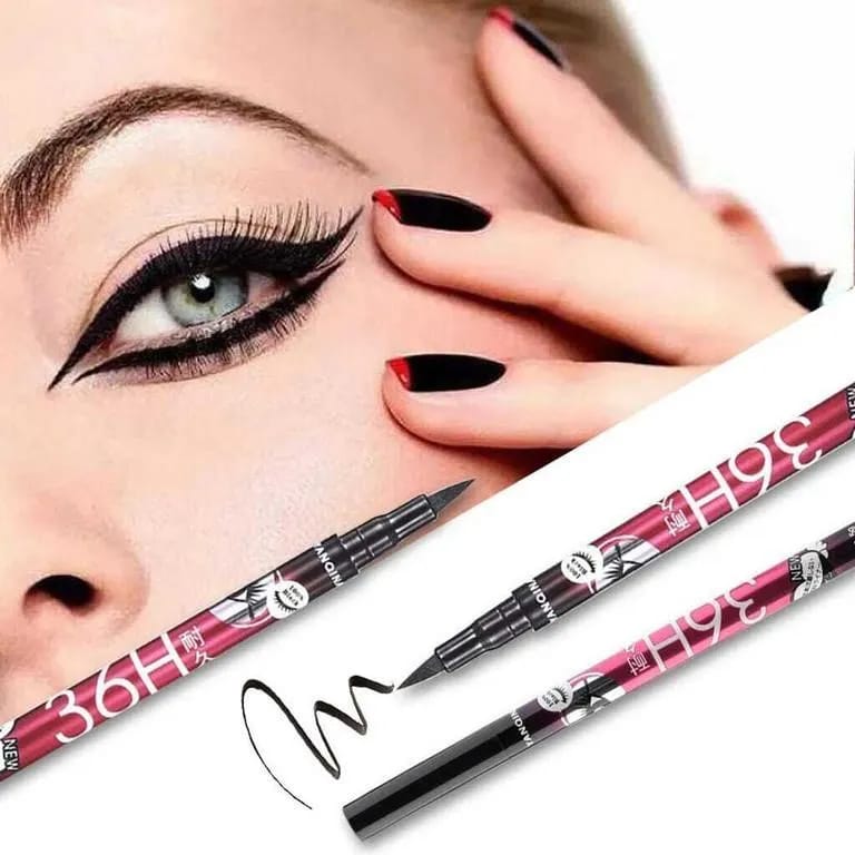 36H Waterproof Black Liquid Eyeliner Marker Pen – Long Lasting Smudge Proof Quick Dry Eye Liner | (Pack of 2) - Image 2