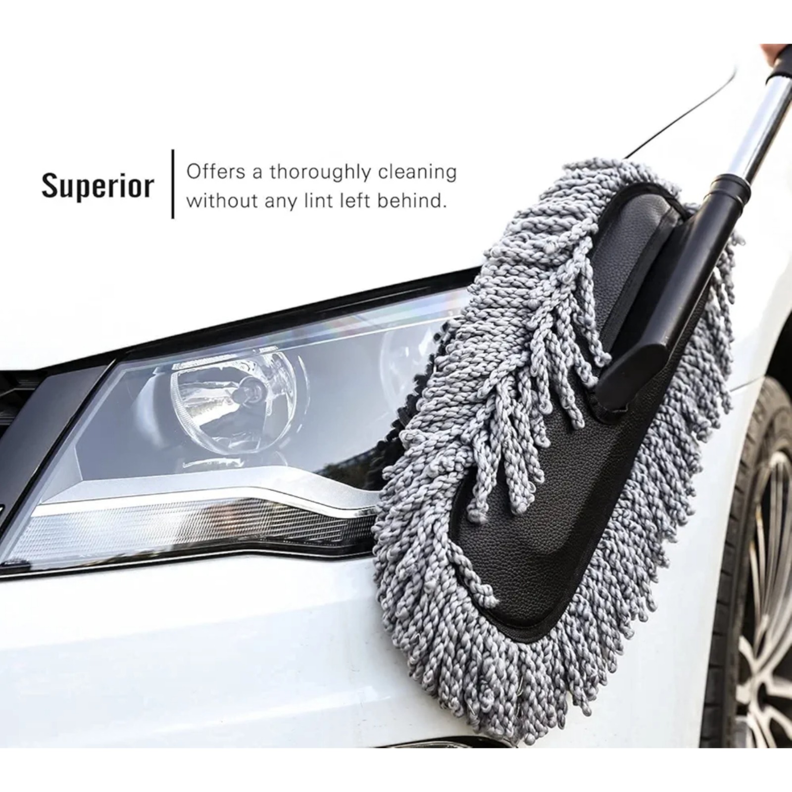 Car Wash Cleaning Brush Duster Dust Wax Mop Microfiber Telescoping Tool For Vehicle Exterior And Interior Cleaning - Image 4