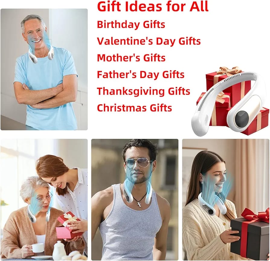 Portable Personal Neck Fan – Wearable Bladeless Cooling Fan, 360° All-Around Airflow, 3-Speed Adjustment USB Rechargeable for Outdoor & Indoor Use - Image 4