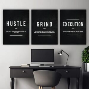 Set Of 3 Motivational Wooden Canvas Frames For Wall Decore / Sticky Phototiles Frames