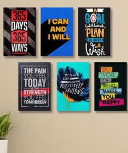 Set Of 6 Motivational Wooden Canvas Frames For Wall Decore 8×11 inches size / Sticky Phototiles Frames