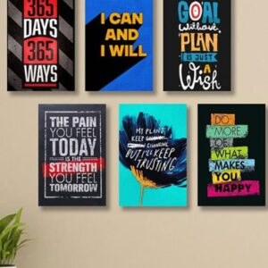Set Of 6 Motivational Wooden Canvas Frames For Wall Decore 8x11 inches size / Sticky Phototiles Frames