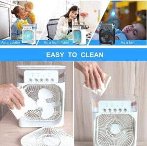 Mini Air Cooling Fan Portable Fan Copper Motor High Power Support Strong Airflow Large Size Cooling – Box Size 11 Inch (Random Color)