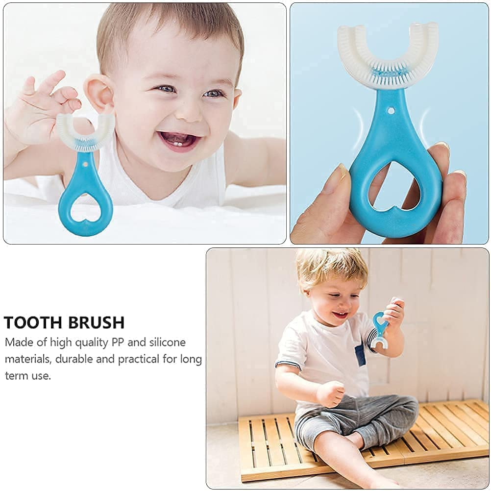 360° U-Shaped Baby Toothbrush | Soft Silicone Kids Oral Care & Teether Brush (Random Color) - Image 3
