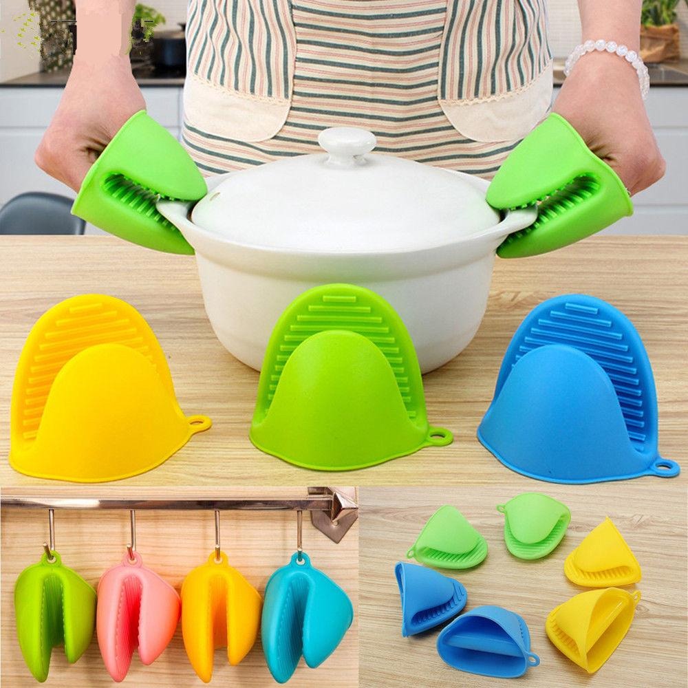 1 Pair Silicone Heat Resistant Glove Clip – Non-Slip Insulation Pot & Bowl Holder, Cooking and Baking Oven Mitt (Random Color) - Image 2