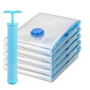 5-Pack Vacuum Storage Bags with Hand Pump – Space-Saving Compression Bags for Bedding & Clothes