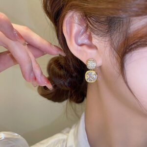 ZJE-163 Korean Zircon Crystal Earrings – Elegant Design, Stylish Fashion Jewellery for Women