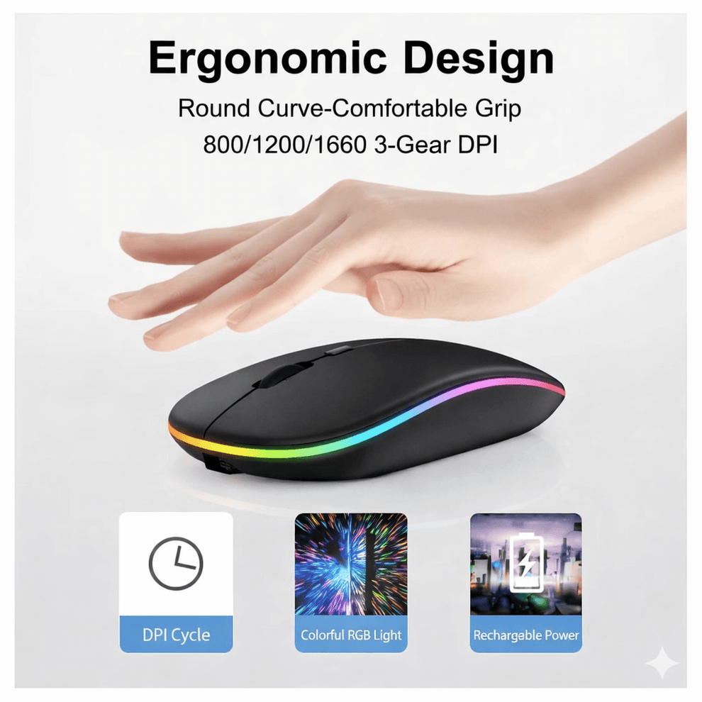 Original HP W10 RGB Rechargeable Dual-Mode Wireless Mouse - Image 4