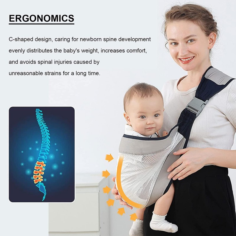 Baby Carrier, Ergonomic Baby Strap one Shoulder Labor-Saving Polyester Baby Half Wrapped Sling (Random Color) - Image 2