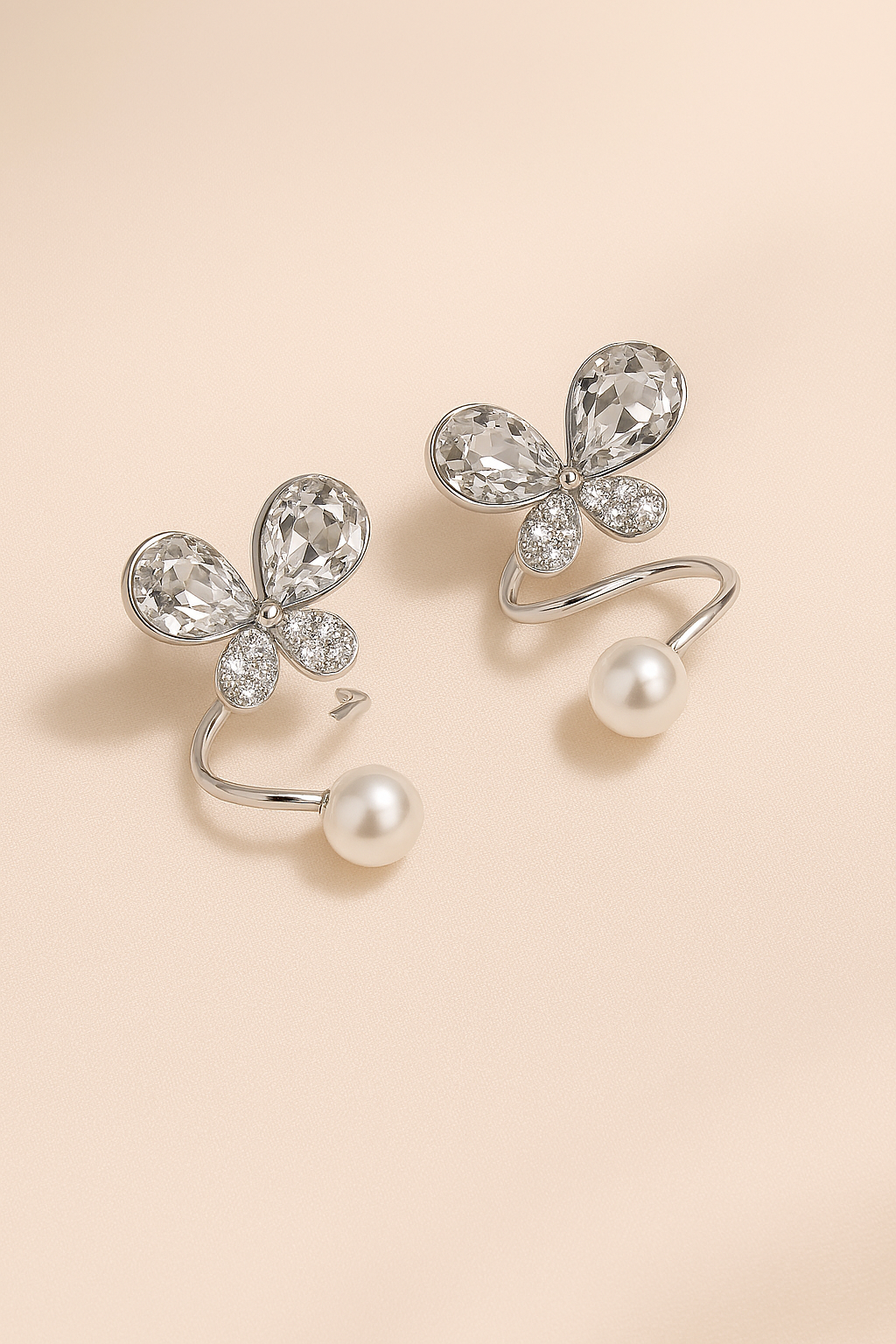 Tangled Korean Pearl Earrings – Golden Silver (PQT-994) - Image 2
