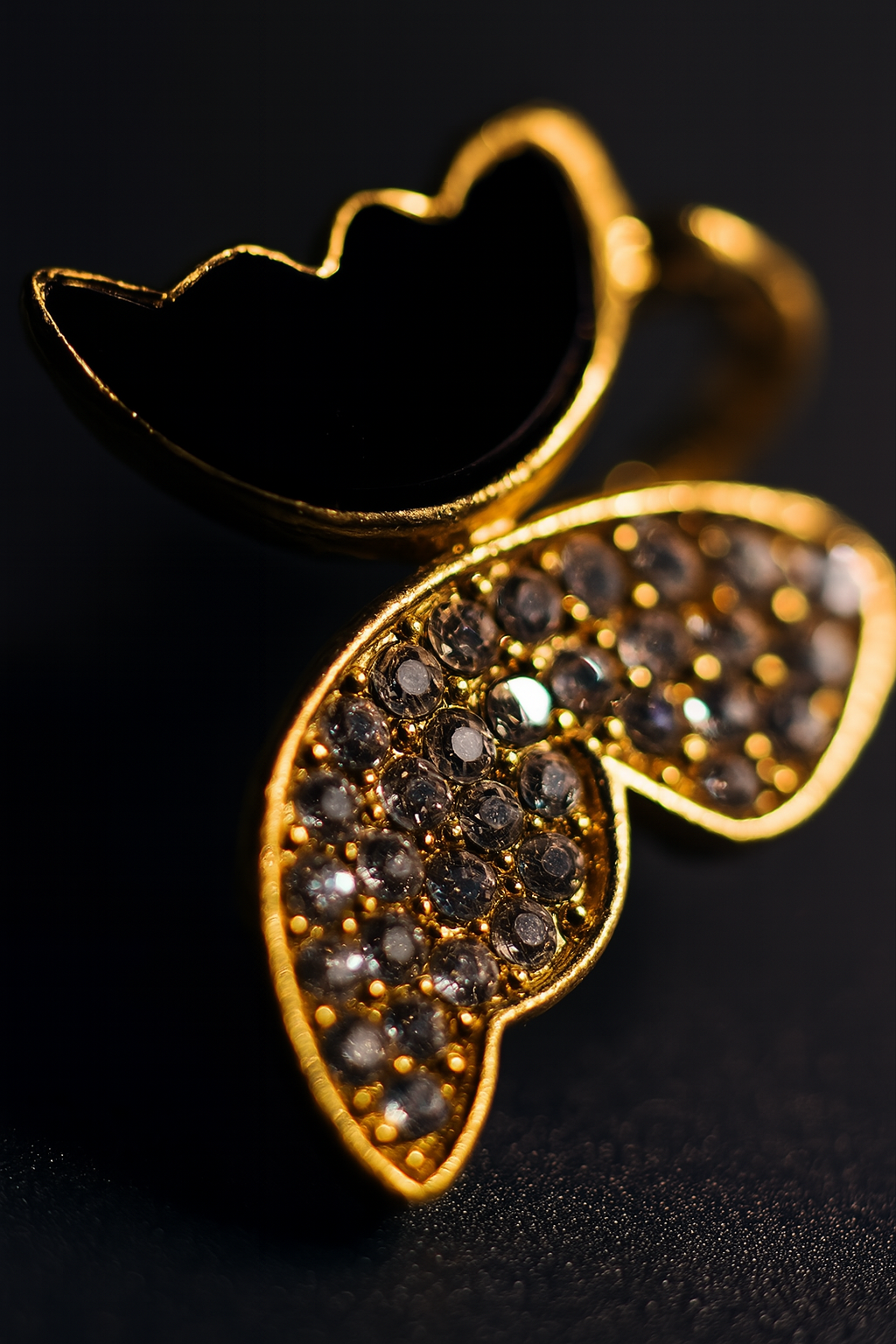 Zircon Butterfly Style Earrings for Women – Elegant Golden & Silver Studs with Black Enamel and Sparkling Stones (AWJ-997) - Image 5