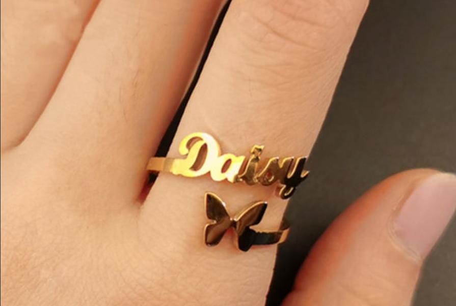 Customized Name Ring – Personalized Adjustable Ring for Women (Golden & Silver Plated) | Unique Jewellery Gift - Image 3