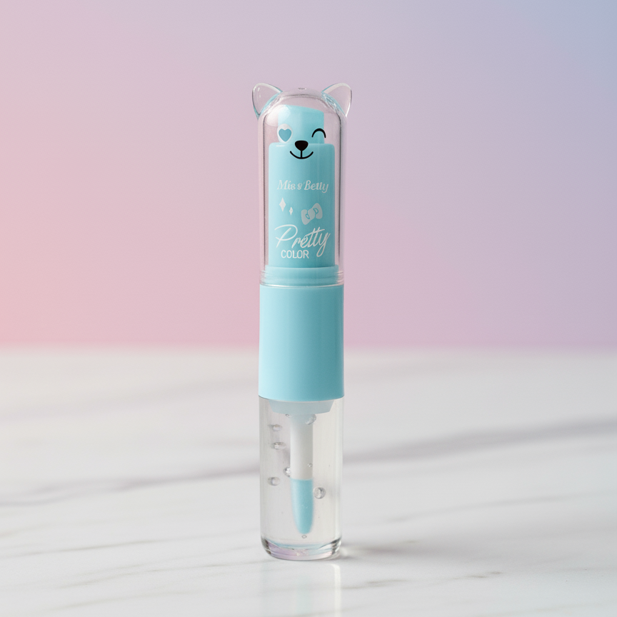 2 in 1 Cute Lip Balm + Lip Oil – Moisturizing, Glossy & Nourishing Lip Care | Available in Yellow, Red, Pink, Dark Pink, Purple & Sky Blue - Image 2