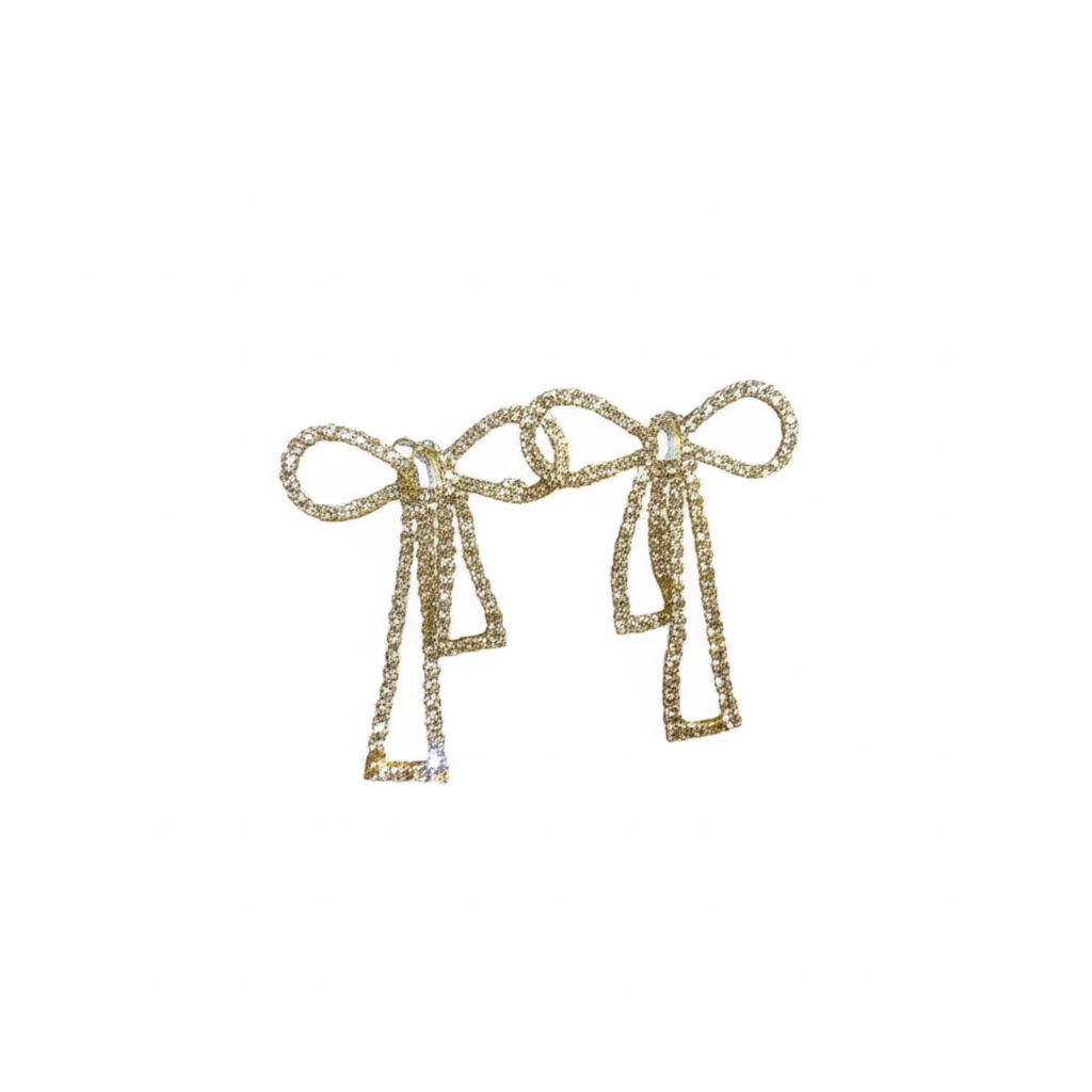 PQT-985 Touch Of Glamour To Your Look With These Bow Shape Zircon Korean Earrings – Color Golden - Image 2