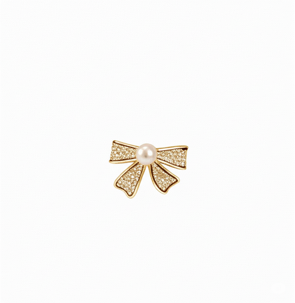 PJT-995 Bow Shape Zircon Pearl Earrings for Women – Korean Style Jewelry with Sparkling Zircon & Classic Pearl Center | Available in Golden & Silver | Perfect Gift for Parties, Weddings & Everyday Fashion - Image 3