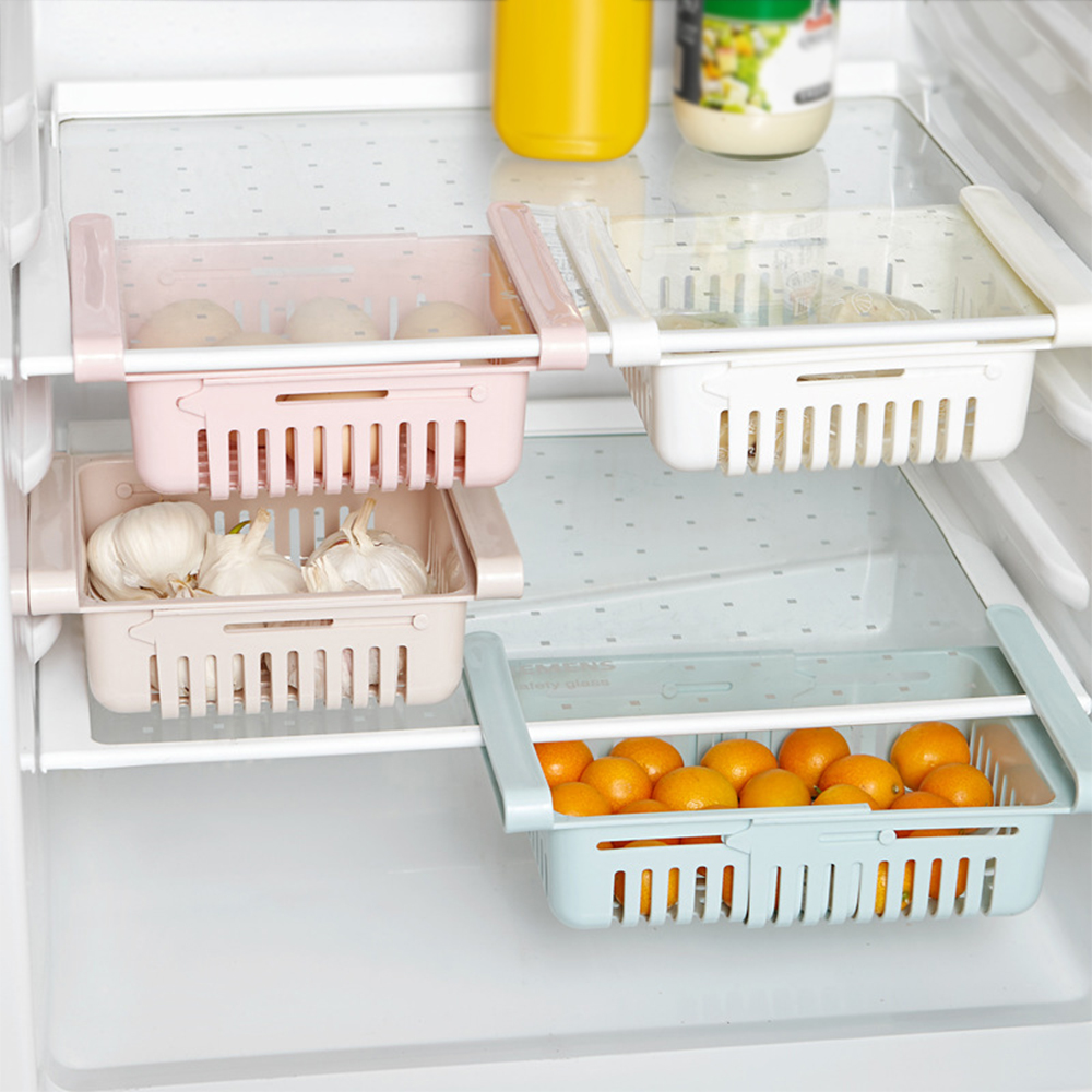 Adjustable Storage Basket For Fridge | Plastic Basket | Stretchable Food Organizer (1 Pc) (Random Color) - Image 4