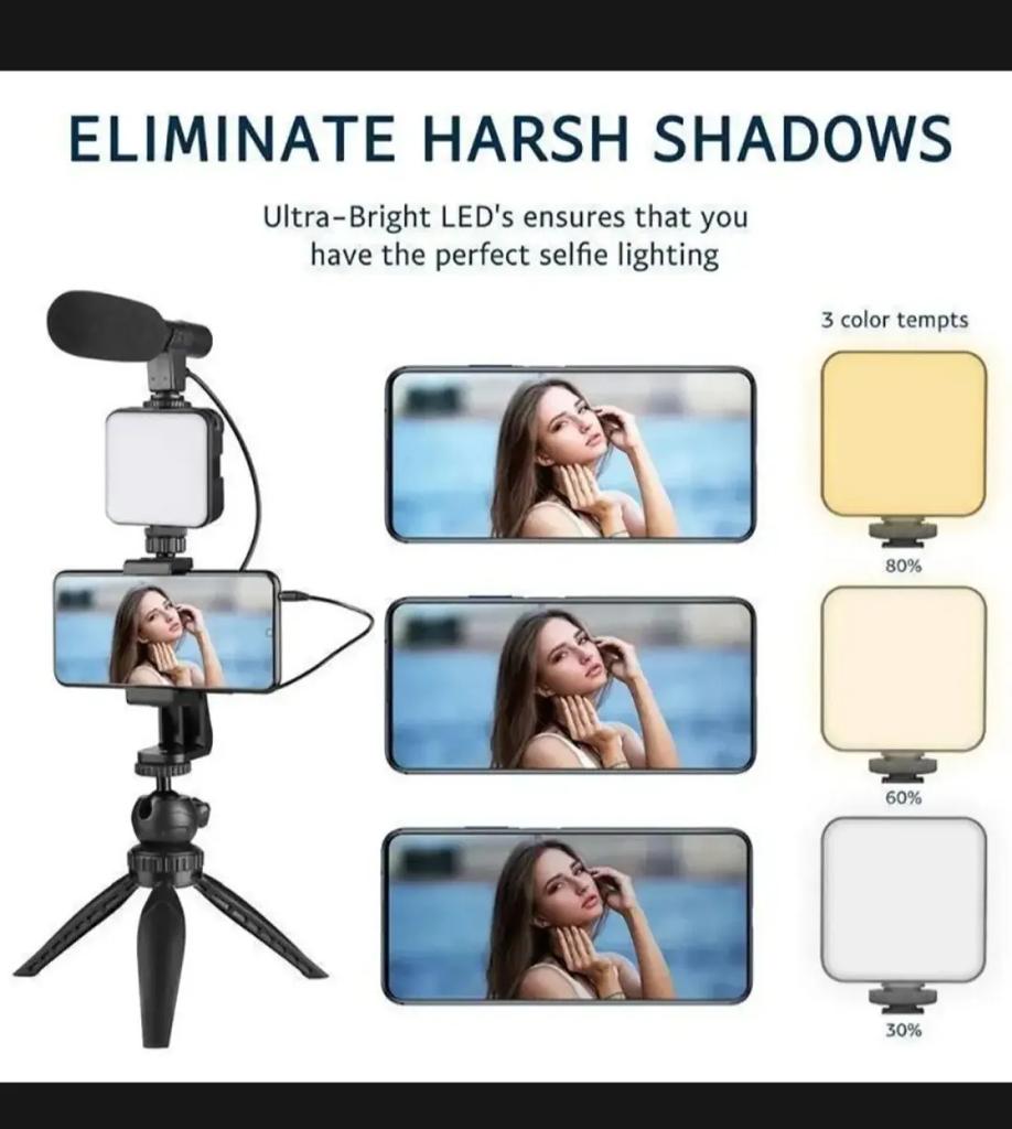 Ay-49 Vlogger Video Making Kits Vlog Microphone Led Fill Light Mini Tripod Mobile Holder with remote Good quality - Image 5