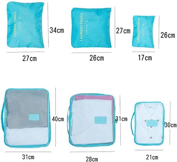 6pcs/Set Travel Storage Bag Portable Luggage Organizer Clothes Tidy Pouch Zip Cube Luggage Toiletry Bag Organizer Pouch Home Organization - Multi (random colors) - Image 4