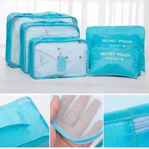 6pcs/Set Travel Storage Bag Portable Luggage Organizer Clothes Tidy Pouch Zip Cube Luggage Toiletry Bag Organizer Pouch Home Organization - Multi (random colors) - Image 2