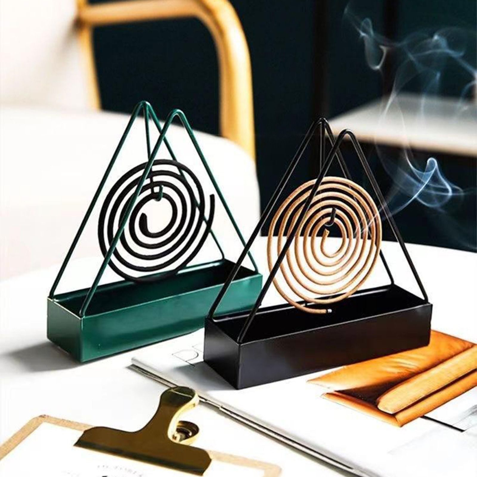 Mosquito Coil Holder Incense Burner Decorative Ornament Craft Triangle (Only black) - Image 4