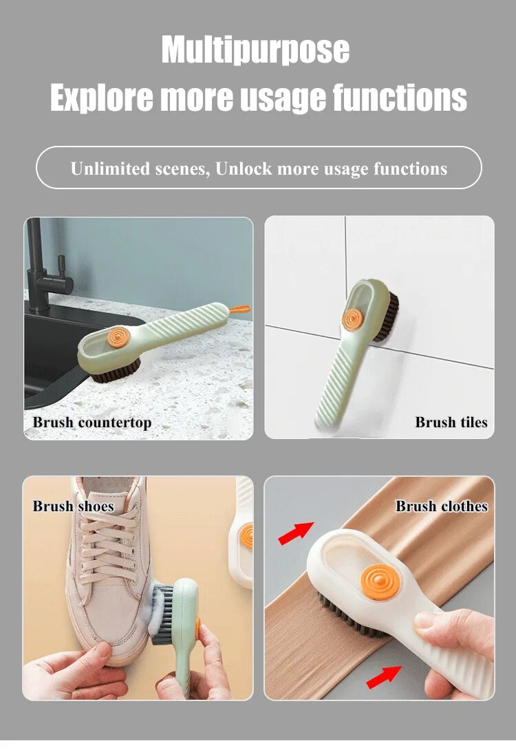 Multi-purpose Shoe Brush Soft Bristle Automatic Liquid Long Handle Cleaning Brush Clothes Board Brush Household Cleaning Tools - Image 4