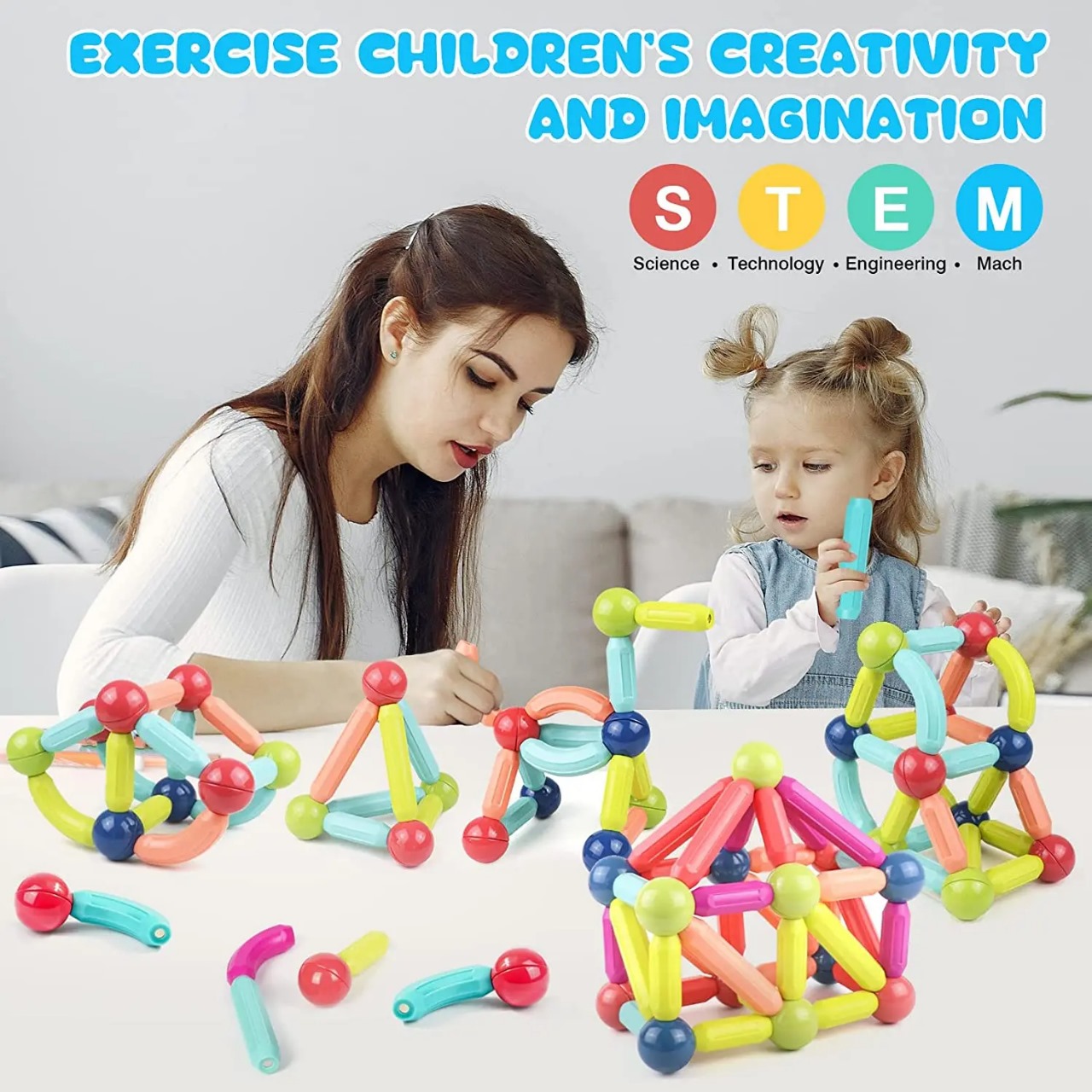25 pcs Magnetic Blocks Toy for Kids | Magnetic bar blocks Educational and Stimulating Magnetic Toy for Kids - Image 2