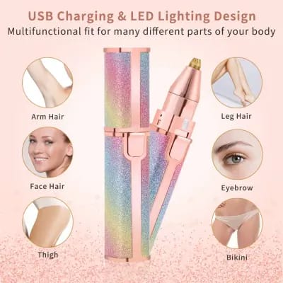 2 In 1 Hair Remover Chargeable , Multi Attractive Color With USB Charging Cable And Cleaning Brush - Image 2