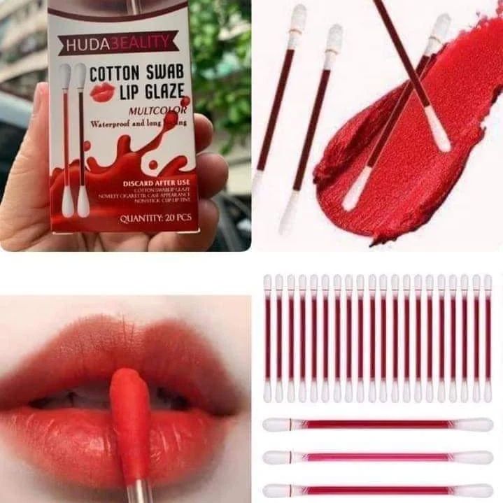 20 Pcs Long Lasting Cotton Bud Lipstick Lip Tint Multicolor - Image 2
