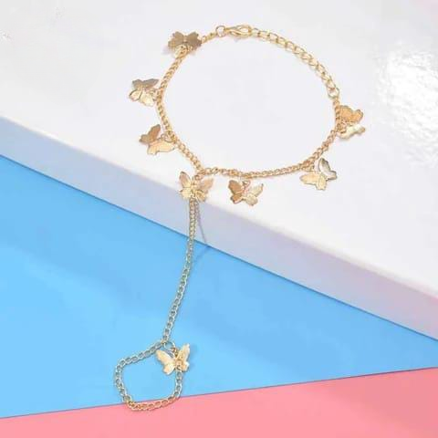 Beautiful Butterfly Hand Charm Bracelet for Girls – Elegant Alloy Bracelet (Golden & Silver) - Image 4