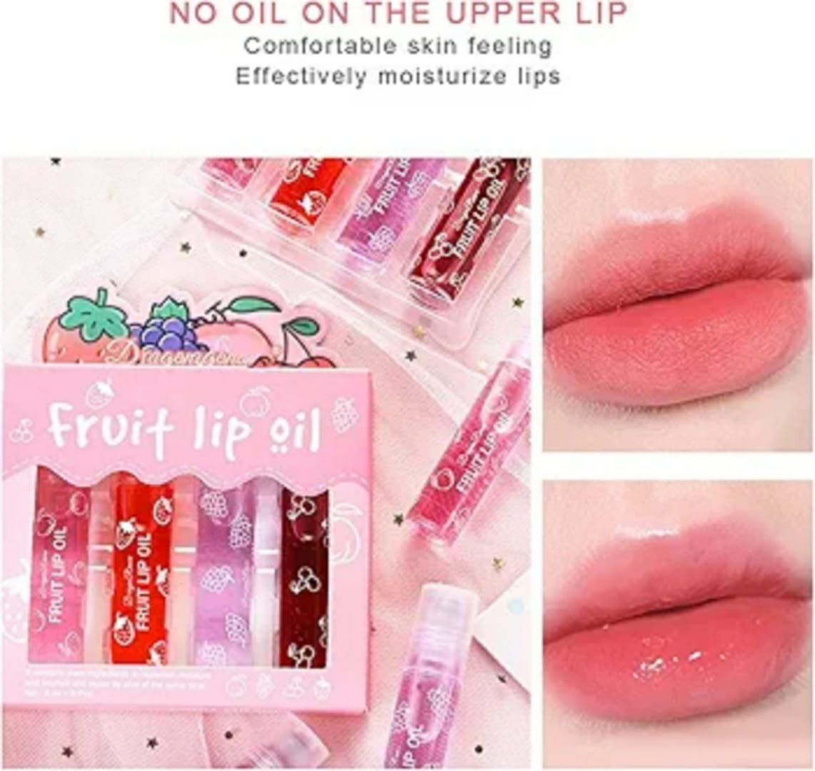 Pack of 4 - Fruit Lip Oil Set, Non-Sticky Long Lasting Moisturizing Lip Oil Lip Care Oil - Image 3