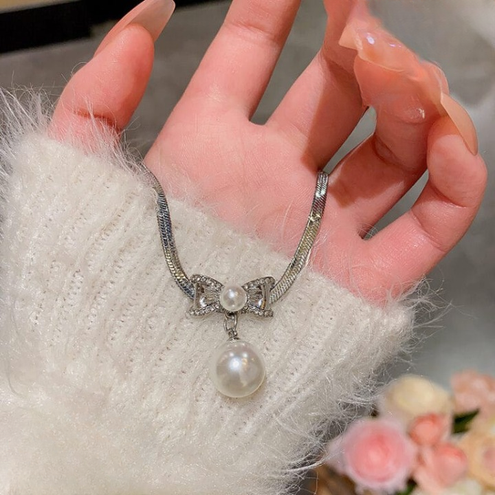 Elegant Korean Know Shape Pearl Pendent | Knot Pearl Necklace Party Jewelry Gifts Accessories for Women - Image 3