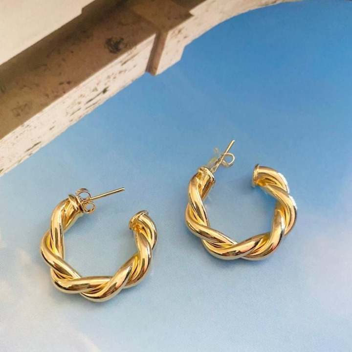 Twisted Sparkling Earrings for Women | Stylish Fashion Jewelry | Available in Silver & Golden | Perfect for Parties, Weddings & Daily Wear (WJ-101) - Image 3