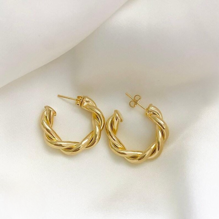 Twisted Sparkling Earrings for Women | Stylish Fashion Jewelry | Available in Silver & Golden | Perfect for Parties, Weddings & Daily Wear (WJ-101) - Image 4