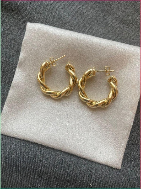 Twisted Sparkling Earrings for Women | Stylish Fashion Jewelry | Available in Silver & Golden | Perfect for Parties, Weddings & Daily Wear (WJ-101) - Image 2