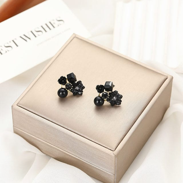 Flower Crystal Korean Earrings – Elegant Women’s Fashion Jewelry in Multiple Colors (Black, Blue, Red, Yellow, Green, Sky Blue, Purple, Light Pink, Dark Pink (AXT-104) - Image 5