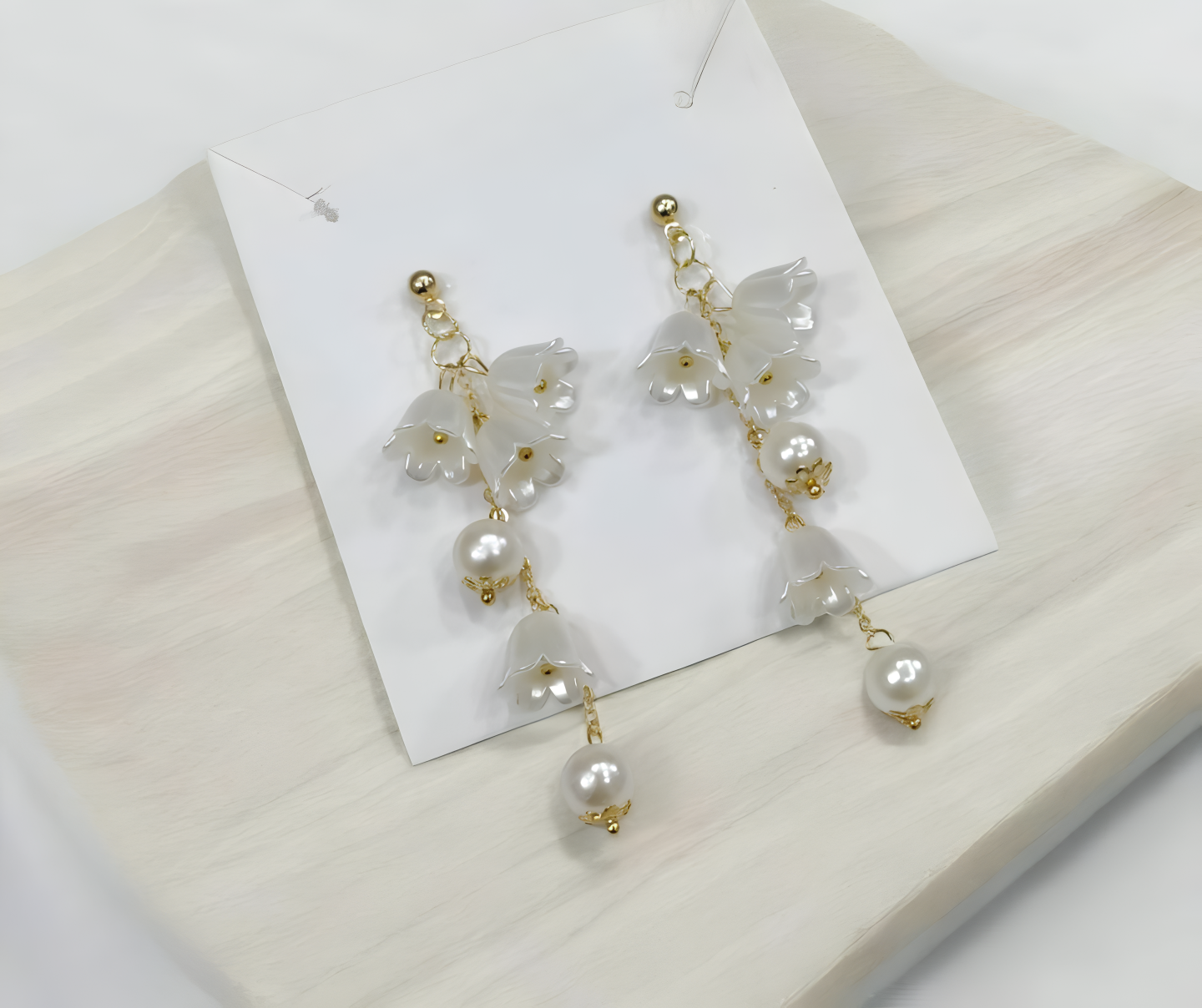Pearl Korean Flower Earrings for Women – Elegant White Floral Design with Classic Pearl Detailing | Stylish Fashion Jewelry for Parties, Weddings, and Daily Wear | AWJ-998 - Image 3